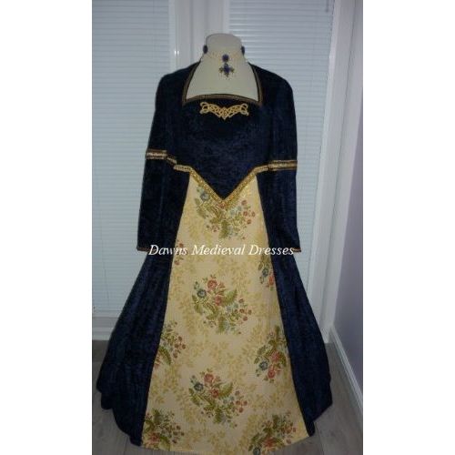Tudor Medieval Renaissance Dress Costume  Navy Blue RM 24-26